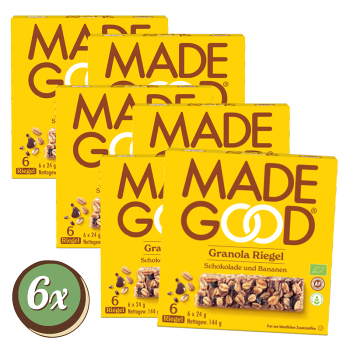 Multipack: 6x MadeGood Granola Riegel Choco Banane á 144g