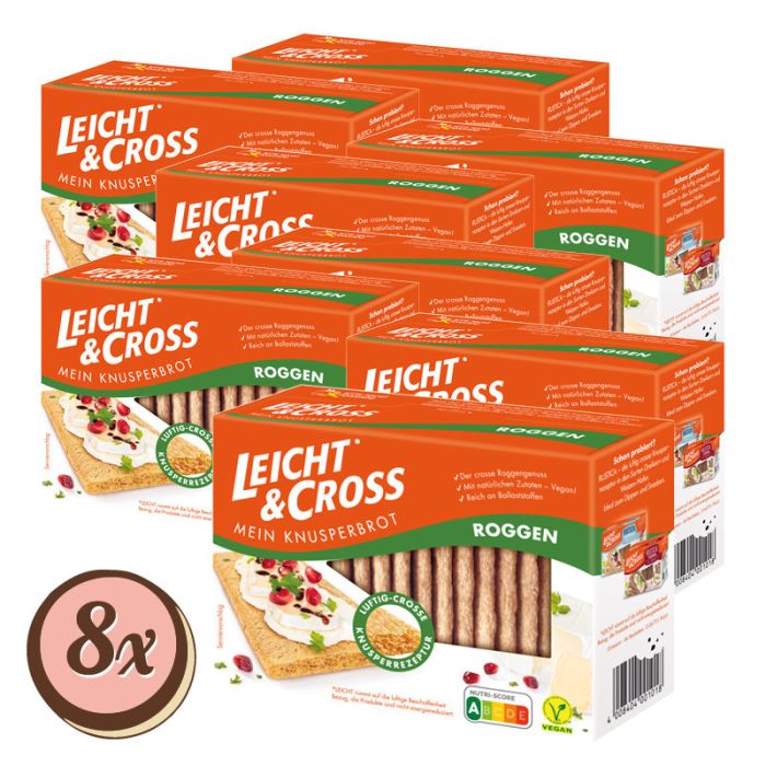 Multipack: 8x Leicht & Cross Knusperbrot Roggen á 125g