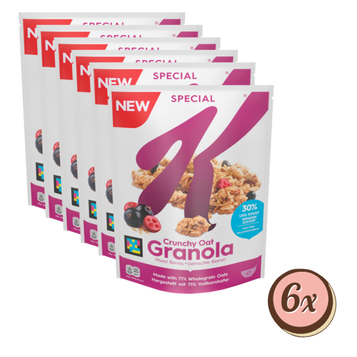 Multipack: 6x Kelloggs Crunchy Oat Müsli Granola Berries á 320g