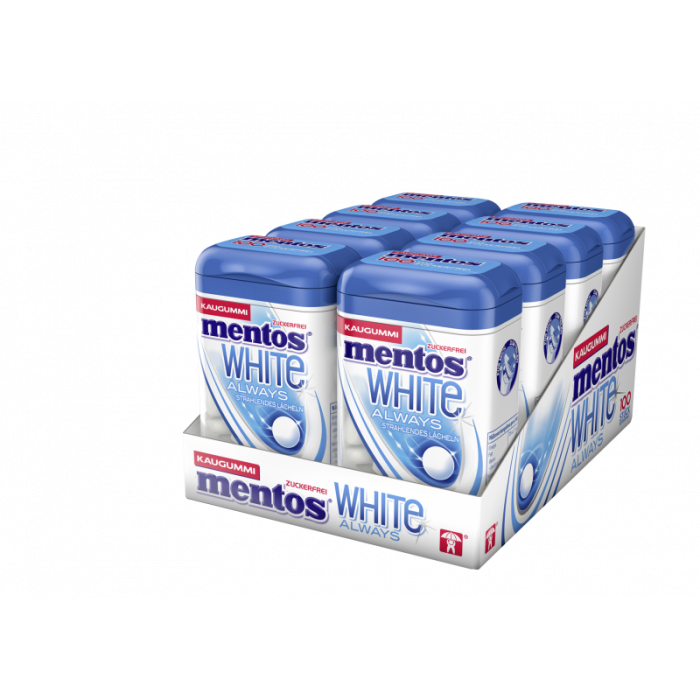 Multipack: 8x MENTOS Kaugummi Gum White Peppermint 100er = 8 x 88g