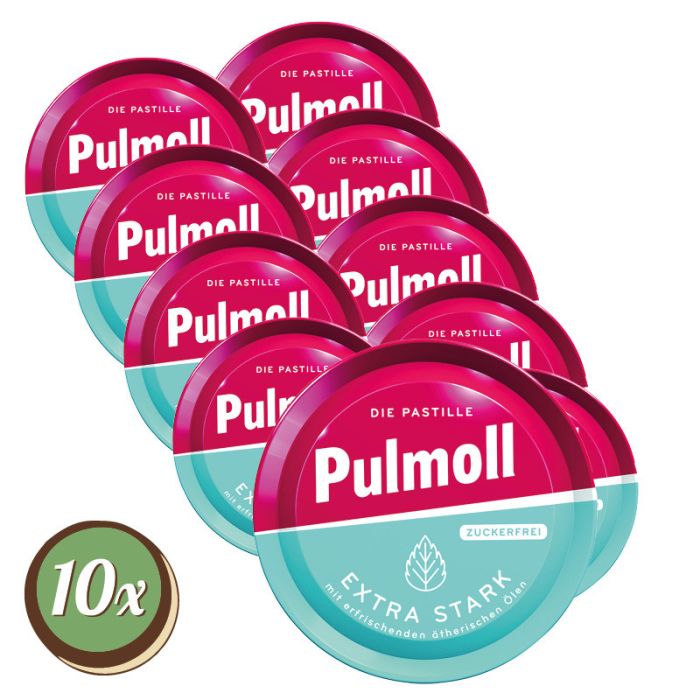 Multipack: 10x Pulmoll Hustenbonbons Extra Stark Ohne Zucker á 50g