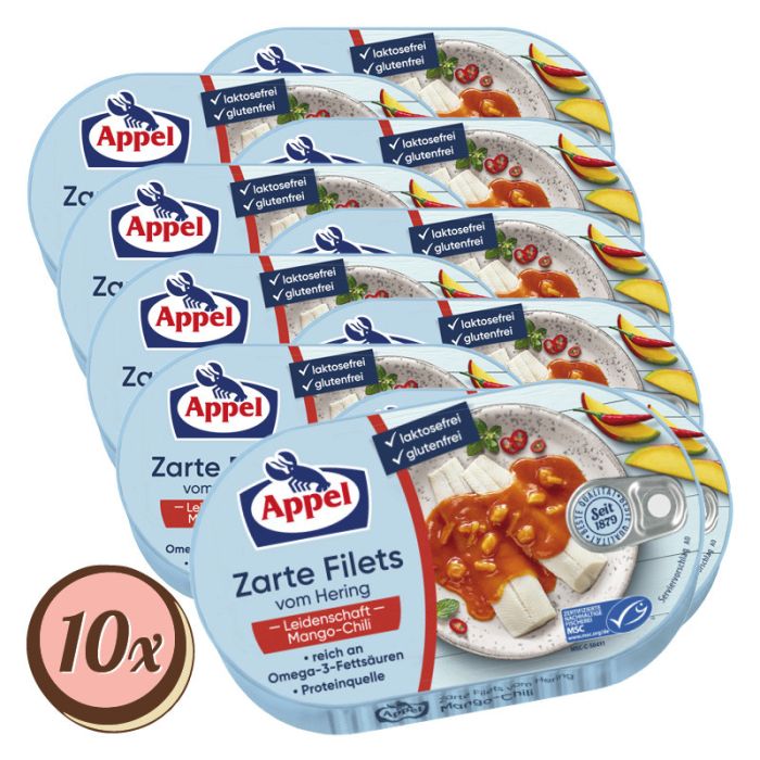 Multibox: 10x Appel MSC Heringsfilets Leidenschaft Mango-Chili á 200g