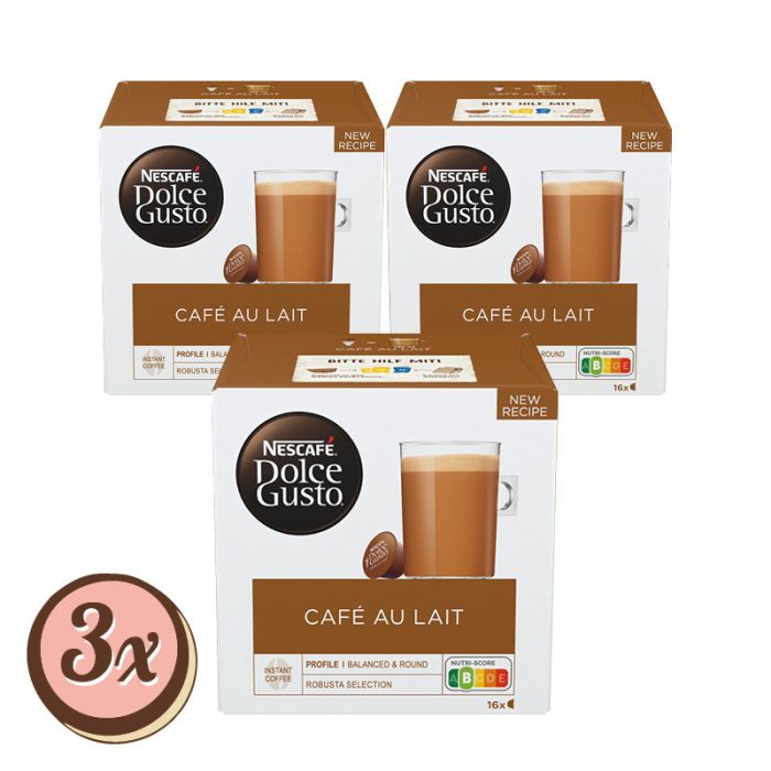 Multipack: 3x NESCAFE DOLCE GUSTO Cafe au Lait á 16 Kapseln (=3x160g)