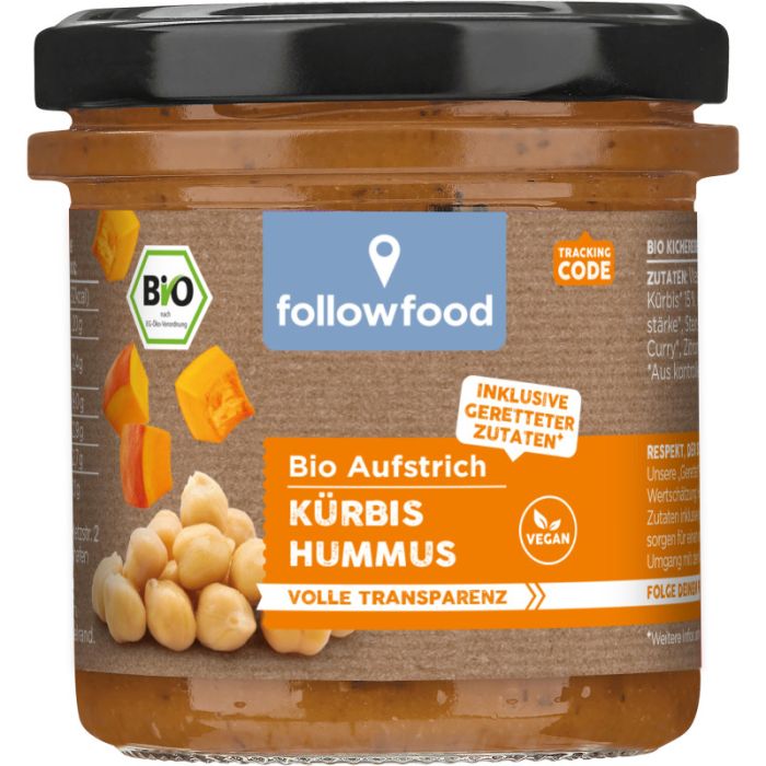 followfood Bio Kichererbsenaufstrich mit Kürbis und Karotte 135g