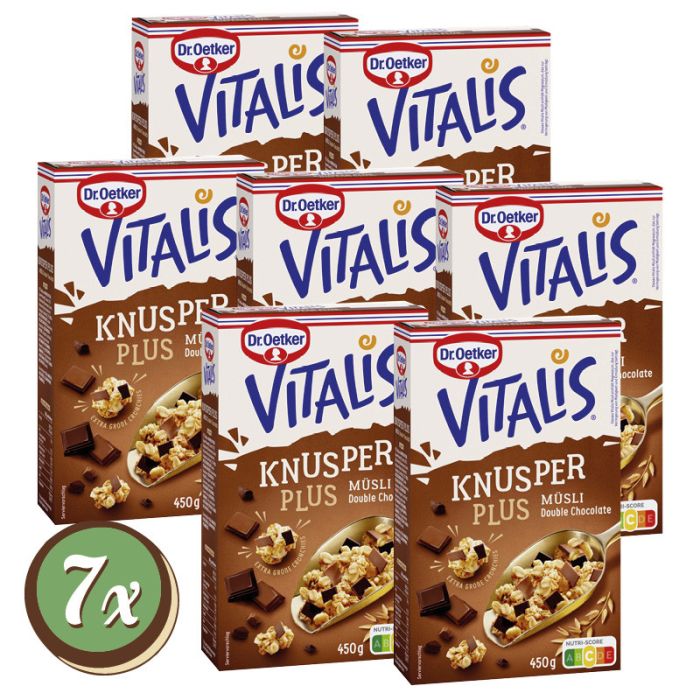 Multipack: 7x Vitalis KnusperPlus Double Choc RAC MB 450g