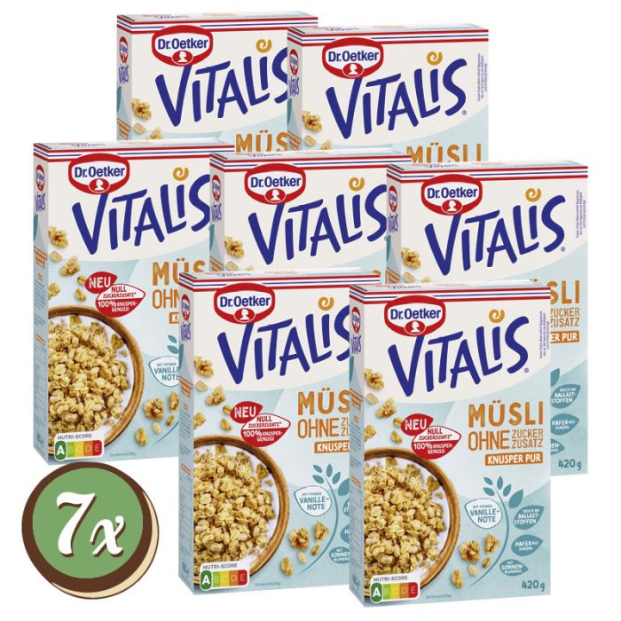 Multipack: 7x Vitalis Knusper Pur ohne Zuckerzusatz á 420g