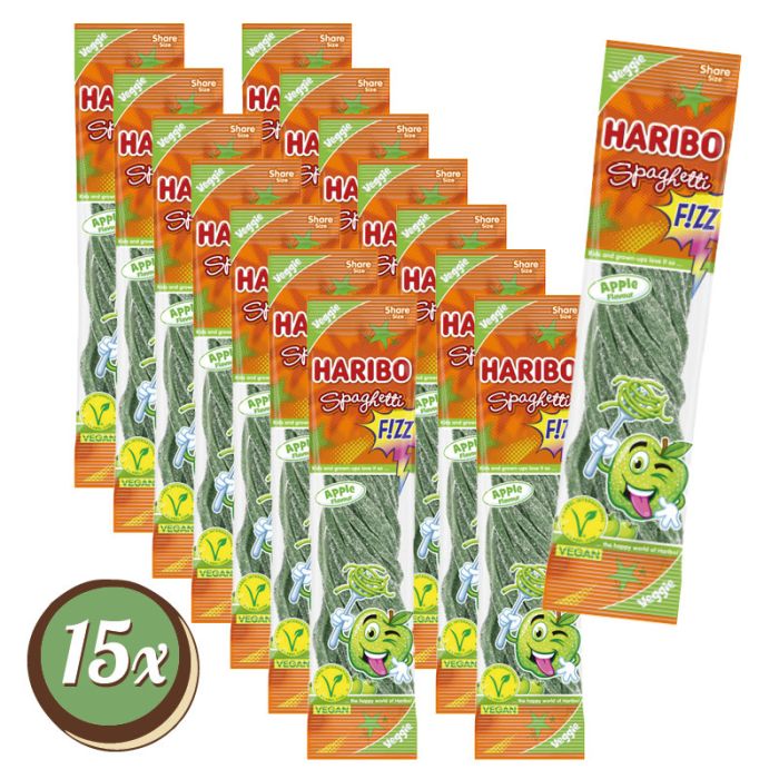 Multipack: 15x Haribo Spaghetti Apple à 200g