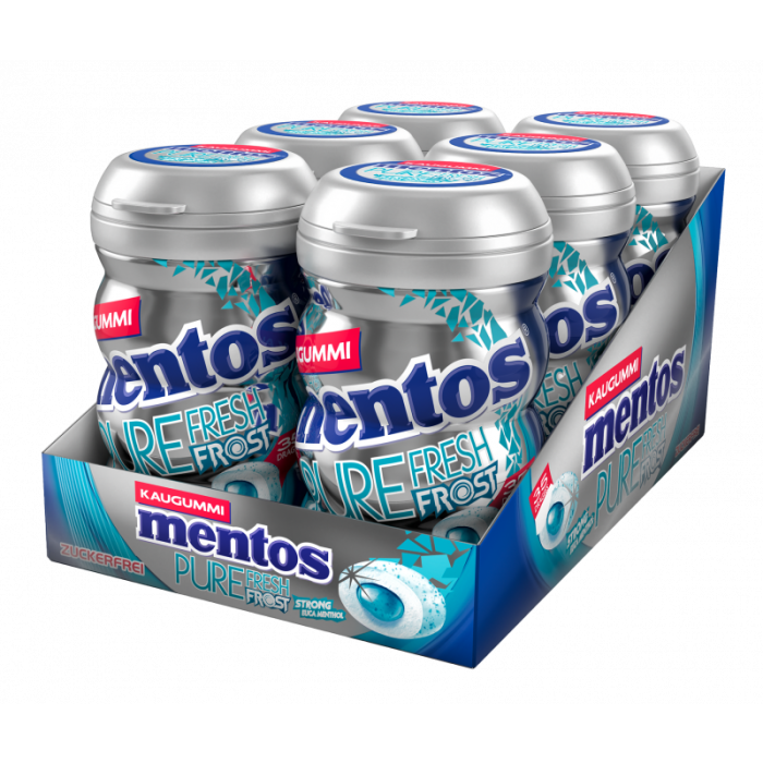 Multipack: 6x MENTOS Gum Pure Fresh Euca Menthol Curvy Dose je 70g