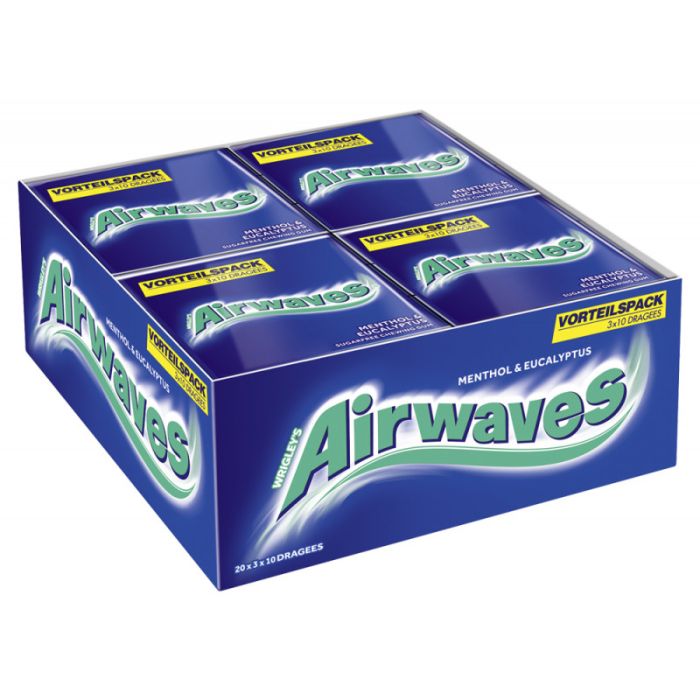 Multipack: 20x Wrigley´s AIRWAVES Menthol & Eukalyptus á 3x18g