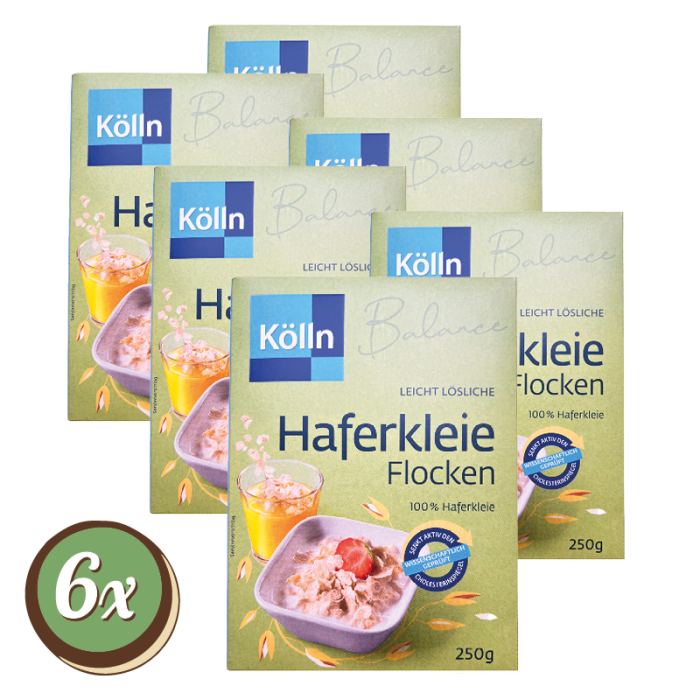 Multipack: 6x Kölln lösliche Haferkleie Flocken à 250g