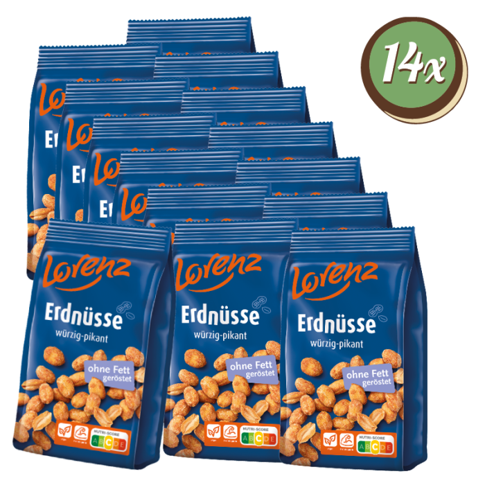 Multipack: 14x Lorenz Erdnüsse würzig-pikant à 150g