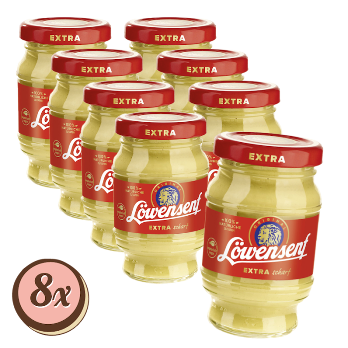 Multipack: 8x Löwensenf extra scharf 100ml