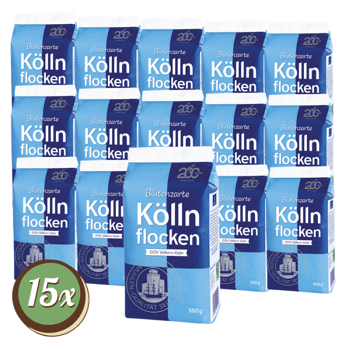 Multipack:15x Blütenzarte Köllnflocken Hafer-Vollkornflocken 500g