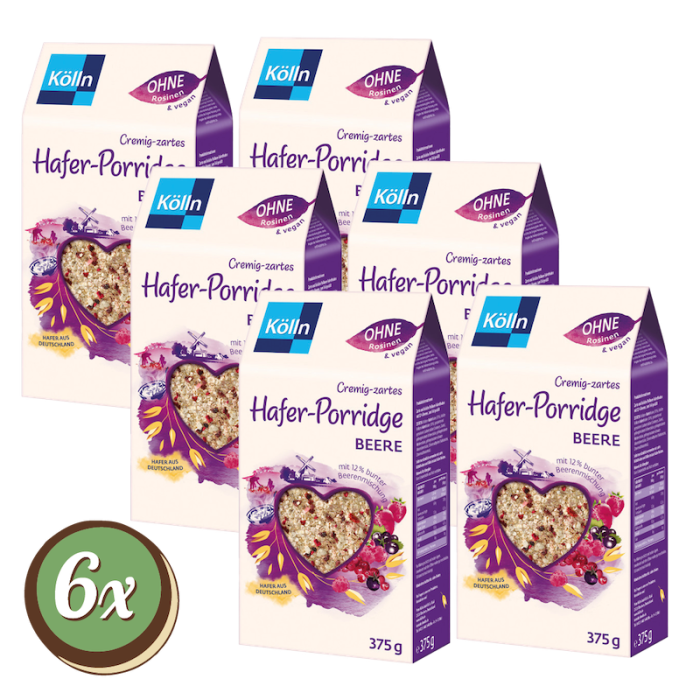 Multipack: 6x Kölln Cremig-zartes Hafer-Porridge Beere á 375g