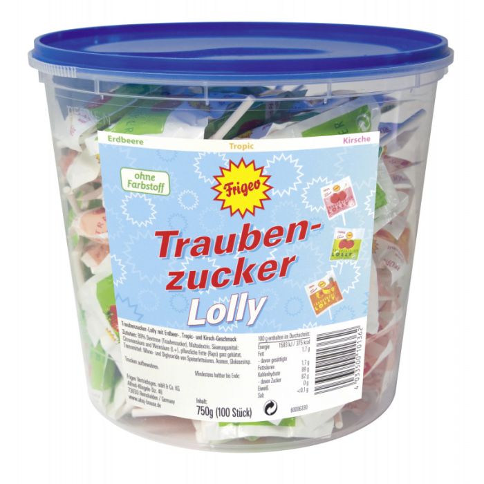 Frigeo Traubenzucker Lollys 3-fach 100 x 7,5 g