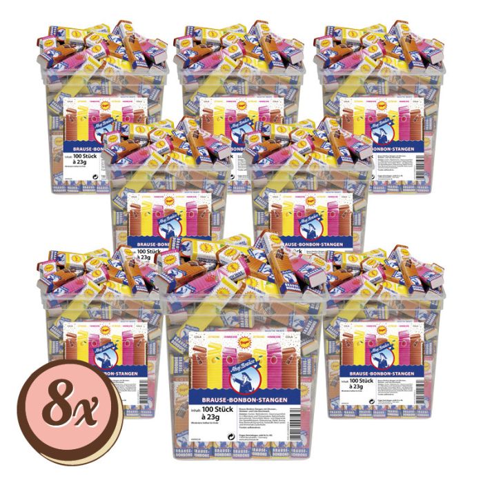 Multipack: 8x Ahoj-Brause Bonbon-Stangen á 100 Stück