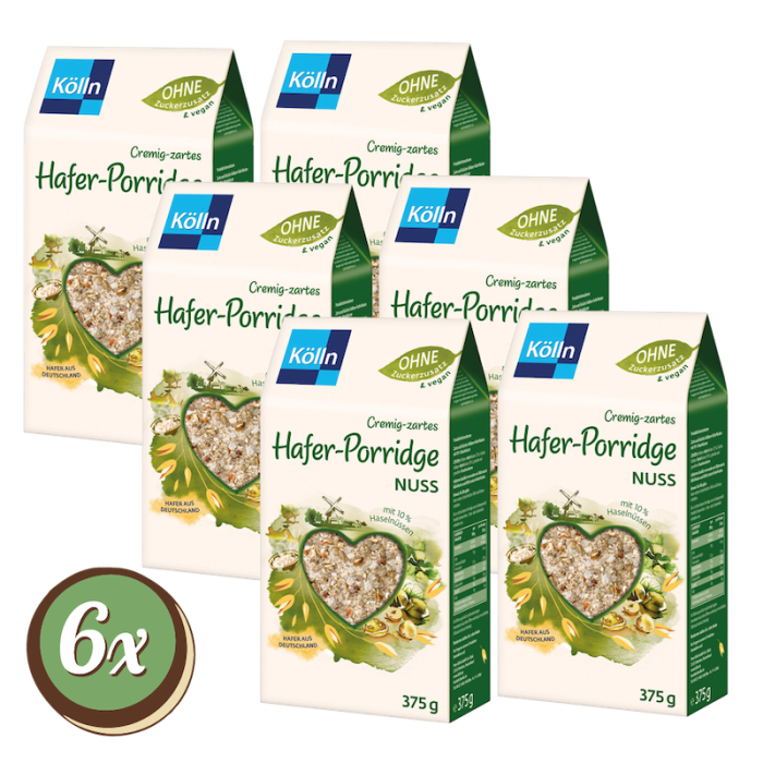 Multipack: 6x Kölln Cremig-zartes Hafer-Porridge Nuss á 375g