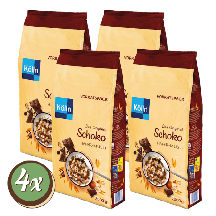 Multipack: 4x Kölln Schoko Hafer-Müsli á 2000g