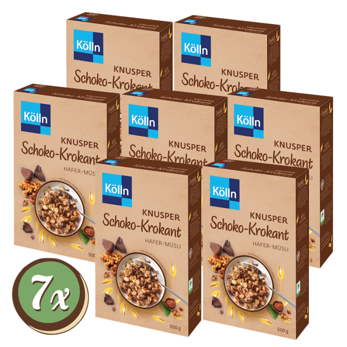 Multipack: 7x Kölln Knusper Schoko-Krokant Hafer-Müsli á 500g