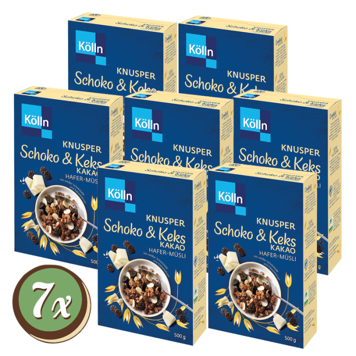 Multipack: 7x Kölln Knusper Schoko & Keks Kakao Hafer-Müsli 500g