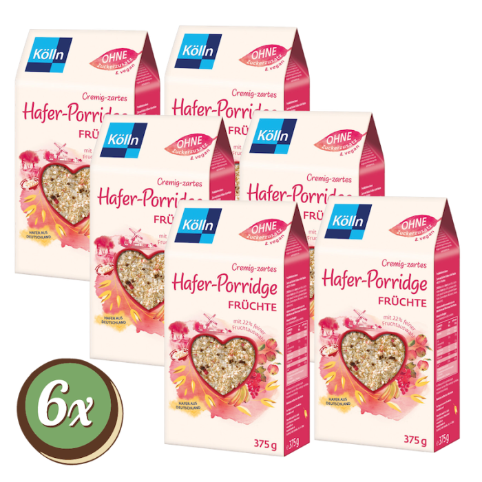 Multipack: 6x Kölln Cremig-zartes Hafer-Porridge Früchte á 375g