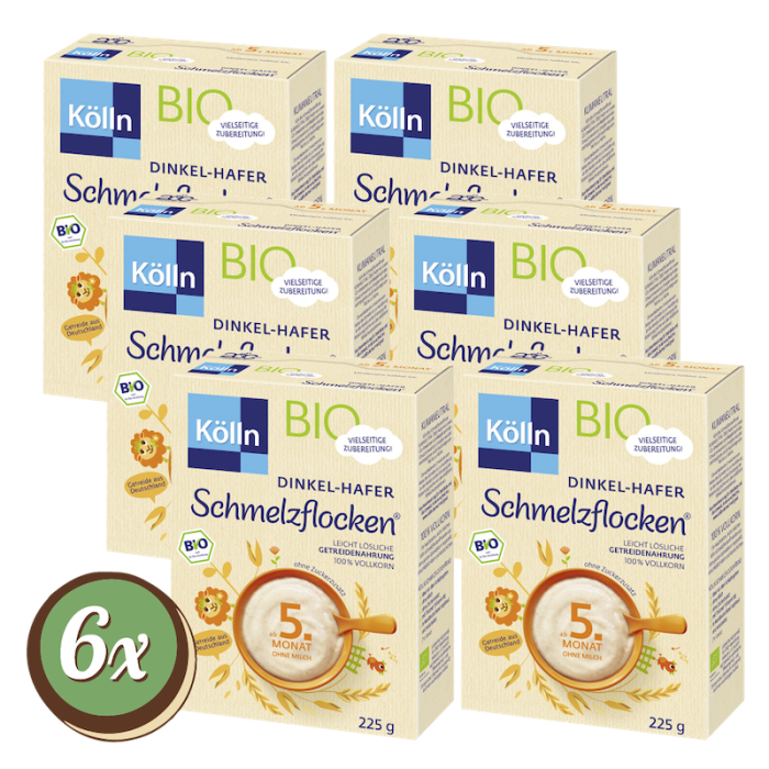 Multipack: 6x Kölln Bio Schmelzflocken® Dinkel-Hafer á 225g