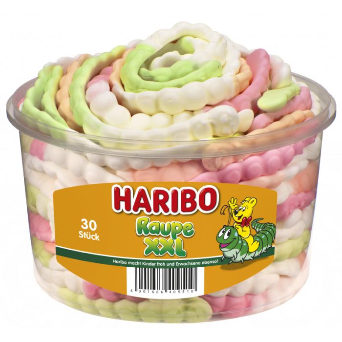 Haribo Raupe XXL Schaumzucker 1 Dose 30 Stk. = 960g